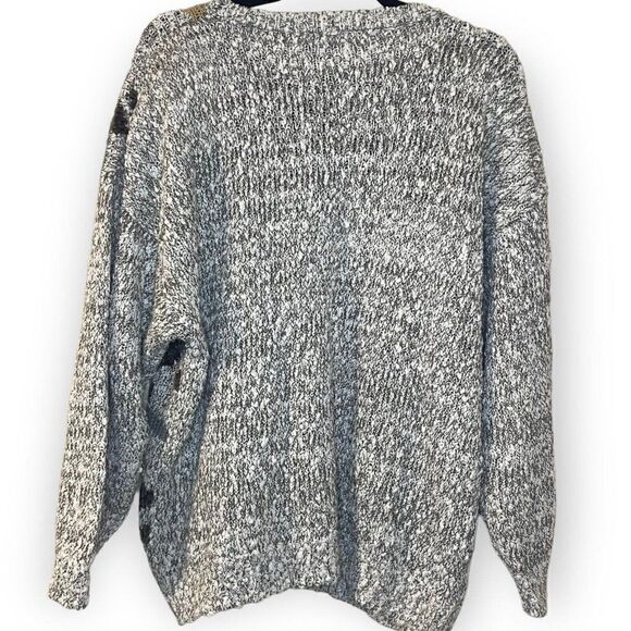 LOH Womens Gray Sweater Plus Size 22W Acrylic Vintage Retro Mixed Print Soft Top - Picture 4 of 6